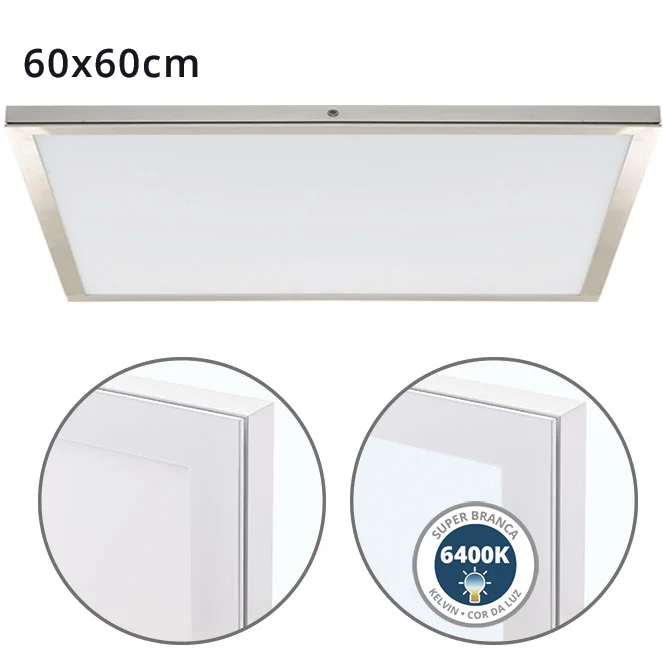 Painel de superfície VOLTAIRE 60×60 48W LED 3840lm 6400K Níquel