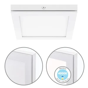 Painel de superfície TOLSTOI 17×17 12W LED 720lm 4000K Branco