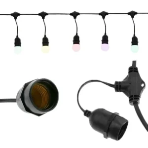 Grinalda para 10 lâmpadas E27 5mt IP65 Preto